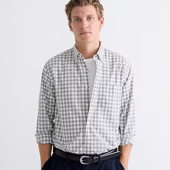 J.CREW Men Navy White Gingham Buttoned Down Slim Untucked Shirt Size Small NWoT - Picture 6 of 6